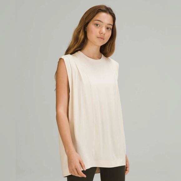 NWT New Lululemon Modal Pleated Shoulder Tank Top in White Opal Size 12 - Picture 2 of 10